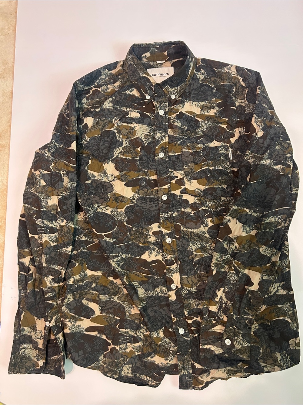 Carhartt WIP Men's Floral Camo Button-Down Shirt in Brown & Olive